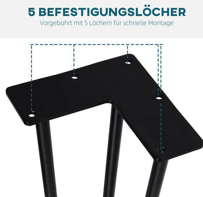 Immagine prodotto Swisshandel24 Tischbeine, 4er-Set Tischfüsse, Möbelfüsse aus Stahl 12 x 12 x 72 cm Schwarz