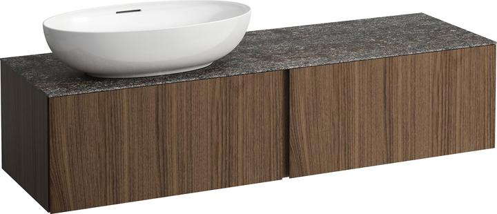 Produktbild Laufen Il Bagno Alessi Schubladenelement, 1 Hahnloch, Steinplatte Marrone Naturale, Ausschnitt links