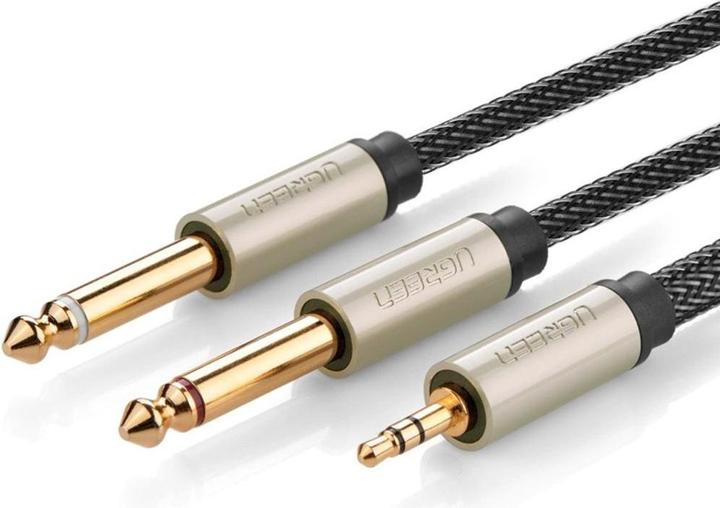 Ugreen AV126 Cavo da TRS 3,5 mm a 2x TS - 1 m (grigio) (1 m, Connettore da 3,5 mm (AUX))