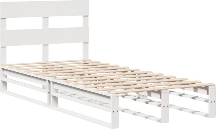 Produktbild VidaXL Massivholzbett Holzbett Bett Palettenbett Kopfteil Weiss 200x200cm Kiefer (200 x 200 cm)