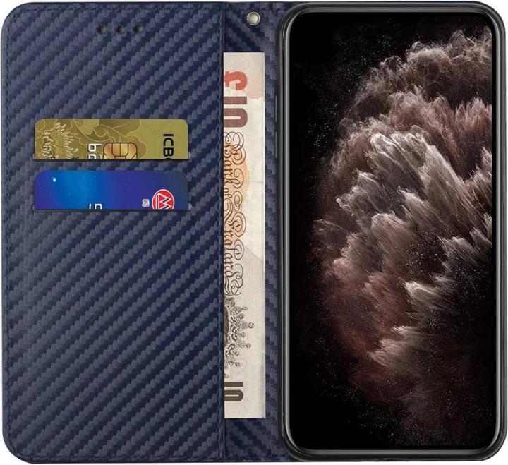 Produktbild Cover-Discount iPhone 15 Pro - Carbon Look Flip Case Hülle blau (Apple iPhone 15 Pro)