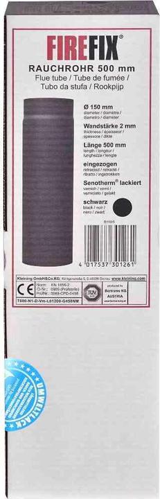 Produktbild FireFix R150/5 Ofenrohr aus 2 mm starken Stahl (Rauchrohr) in 150 mm Durchmesser, für Kaminöfen und