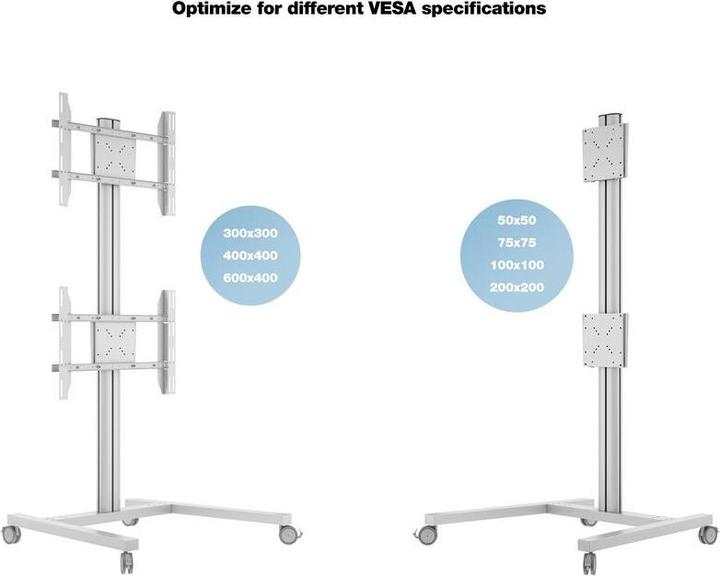 Actual product image Multibrackets TV stand dual vertical, - 55", metal, silver (55", 60 kg)