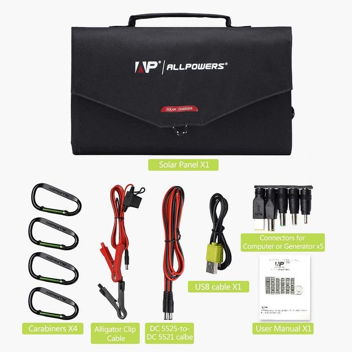 Actual product image Allpowers Solar panel charger (100 W, 2.15 kg)