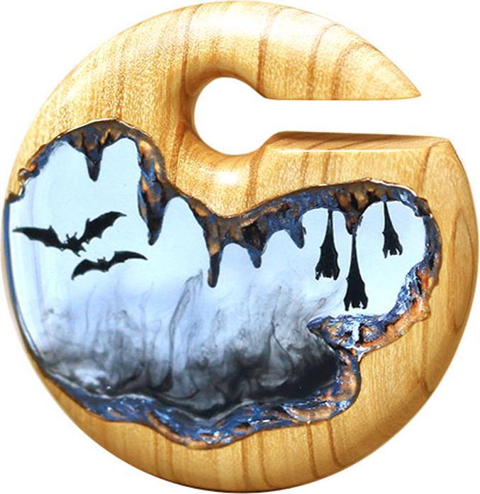 Produktbild Star Piercing Ohrgewicht Fledermäuse Epoxy schwarz aus Olivenholz (ohne Messing, Organisch)