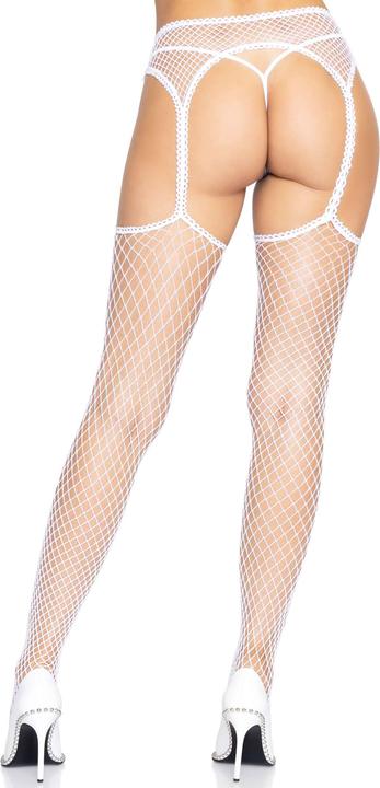 Actual product image Leg Avenue Netzstrümpfe mit Strumpfhalter Weiss (One size)