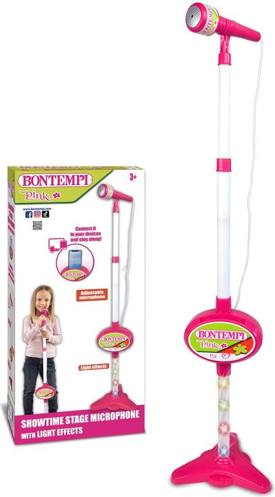 Image du produit Bontempi Microphone de scène avec connexion MP3, effets de lumière et compartiment pour smartphone