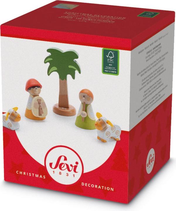 Produktbild Sevi 83104 Holz Krippenzubehör 10 x 12 x 9 cm, 5-teiliges Set Musizierende Schäfer zur Ergänzung der