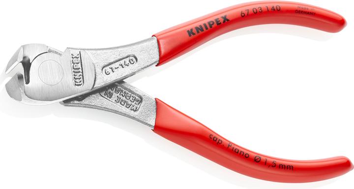 Immagine prodotto Knipex 67 03 140 Taglierina frontale con rivestimento in plastica cromata 145 mm (145 mm)