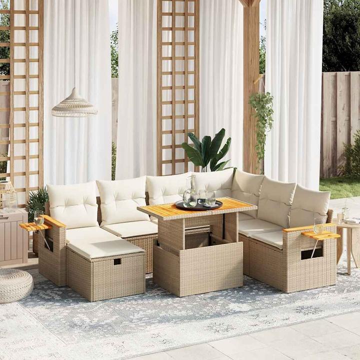 Produktbild VidaXL Gartenmöbel Sofa Garnitur Gartengarnitur Garten Sitzgruppe 8-tlg. Beige