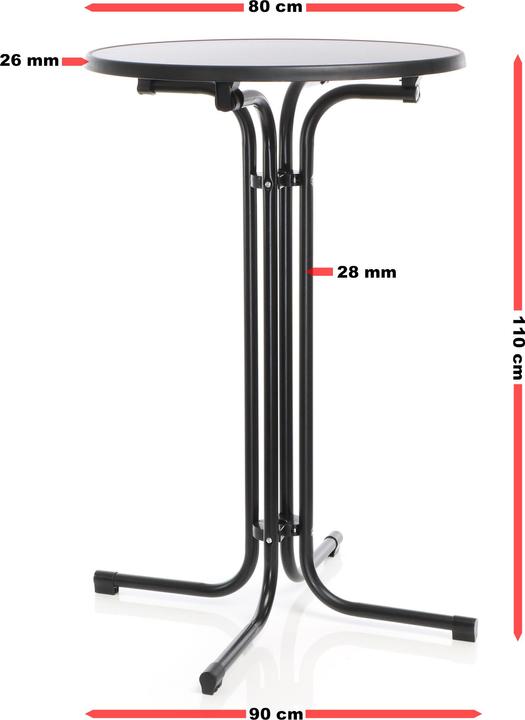 Immagine prodotto Wiltec Tavolo bistrot pieghevole Toboli nero Ø 80 cm tavolo alto tavolo bar tavolo festa rotondo