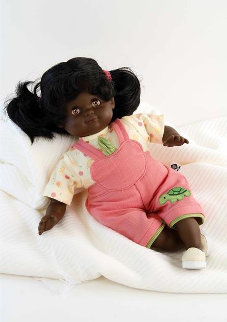 Produktbild Schildkröt Puppe Schlummerle Gr. 32 schwarze Haare, braune Schlafaugen, Kleidung rose/gelb/grün