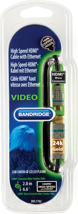 Actual product image Bandridge BLUE Micro HDMI Cable (2 m, HDMI)