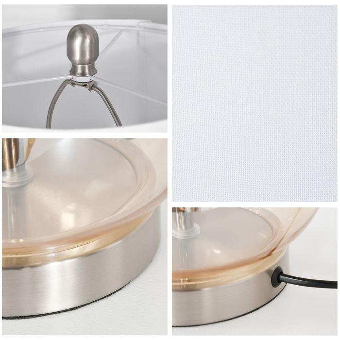 Actual product image Swisshandel24 Set of 2 table lamps Table lamps E27 socket bedside lamp 40 W glass linen steel amber Ø30 x 5 (E27)
