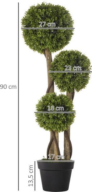 Image du produit Swisshandel24 Plante artificielle, buis de 90 cm en pot de fleurs, protection UV, plante d'intérieur pour salon (90 cm)
