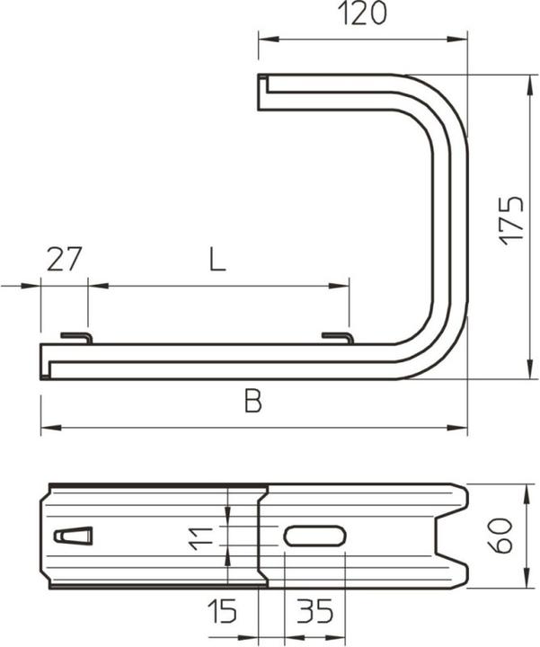 Produktbild OBO Bettermann BETTERMA TPDG 245 FS Wand- und Deckenbügel für Gitterrinne B2 TPDG245FS
