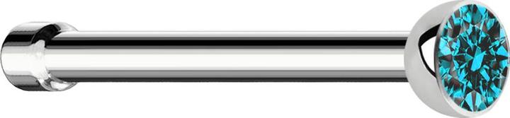 Star Piercing Nasenstecker gerade silber mit Kristall aqua (Chirurgenstahl 316L, ohne Messing)