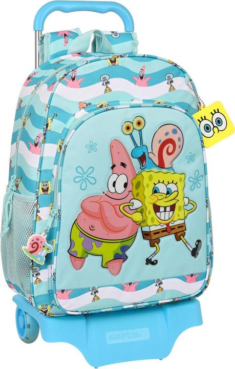 Safta Schulrucksack mit Rädern Spongebob Stay positive Blau Weiss (33 x 42 x 14 cm) (14 l)