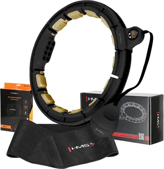 Image du produit HMS Set Hula Hoop Magnétique Noir/Or Hhm13 Avec Compteur + Ceinture Amincissante Br163 Noir