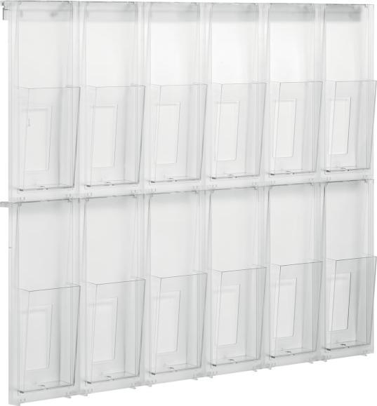 Immagine prodotto Helit Espositore da parete PLACATIV, 12 scomparti 1/3 DIN A4 verticale, cristallino, profondità (1/3 Din A4)