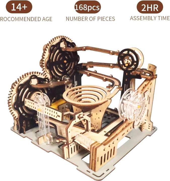 Immagine prodotto The Toy Company 3D Holz Kugelbahn, Murmelbahn Puzzle aus Holz, batteriebetrieben
