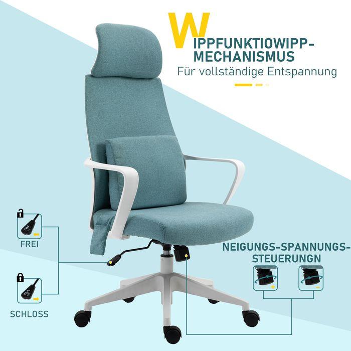 Produktbild Swisshandel24 ergonomischer Bürostuhl mit Massagefunktion Gamingstuhl Nylon Blau