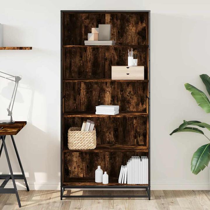 Image du produit VidaXL Bibliothèque Étagère sur pied Étagère de bureau Étagère de rangement Chêne fumé