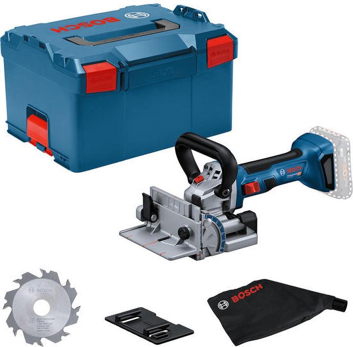 Two-hole nut driver, L-BOXX 238, Disc milling cutter, Attachment plate, Bosch GFF 18V-22 cordless flat dowel cutter (without battery, without charger), Dust bag