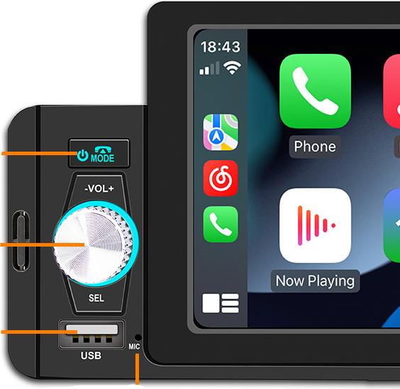 Produktbild Werkstein Digitales Autoradio FM Transmitter, MP5, Bluetooth, CarPlay, Android Auto (Android Auto, MirrorLink, Apple Carplay)