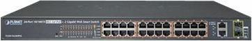 Actual product image Planet Web Smart Fast Ethernet PoE Switch 24-port RJ45 2-port SFP Half Powered Rack Mount 420W (24 Ports)