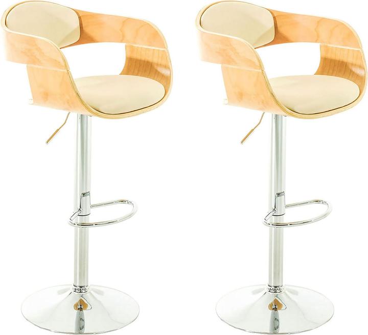Actual product image CLP Set of 2 Kingston bar stools imitation leather, natural/cream
