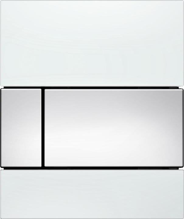 Actual product image TECE Square urinal flush plate glass white, buttons chrome glossy