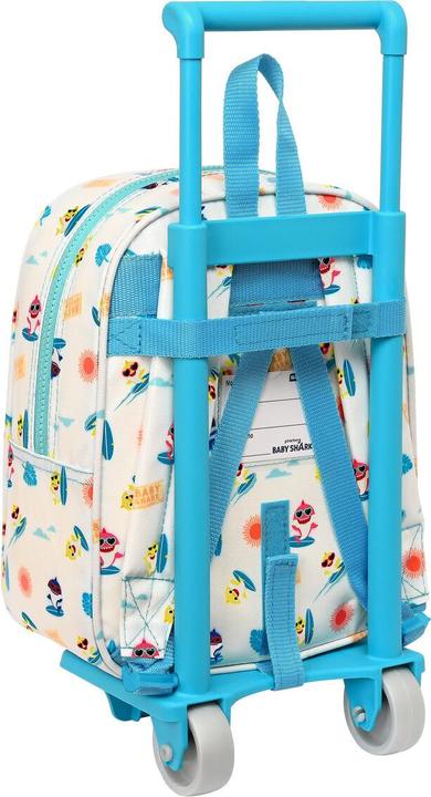 Produktbild Pinkfong Schulrucksack mit Rädern Baby Shark Surfing Blau Weiss 22 x 27 x 10 cm