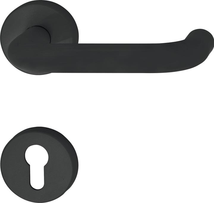 Produktbild Hewi Drückergarnitur 111 - auf Rosette PZ, 38 - 48, schwarz matt (Türgarnitur)