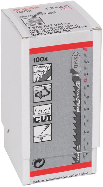 Produktbild Bosch Professional Zubehör Stichsägeblatt T 244 D Speed for Wood, 100er-Pack