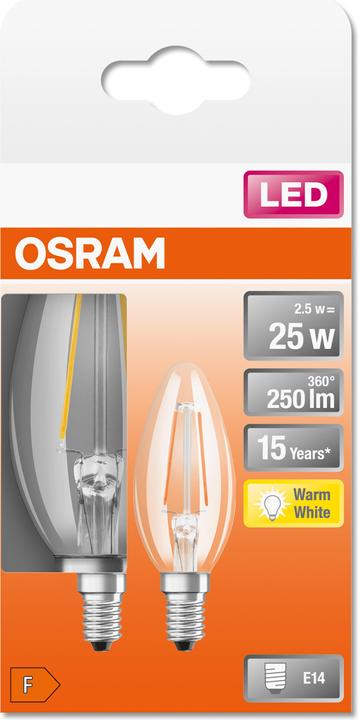 Actual product image Osram Led Retrofit Classic B (E14, 2.50 W, 250 lm, 2 x, F)