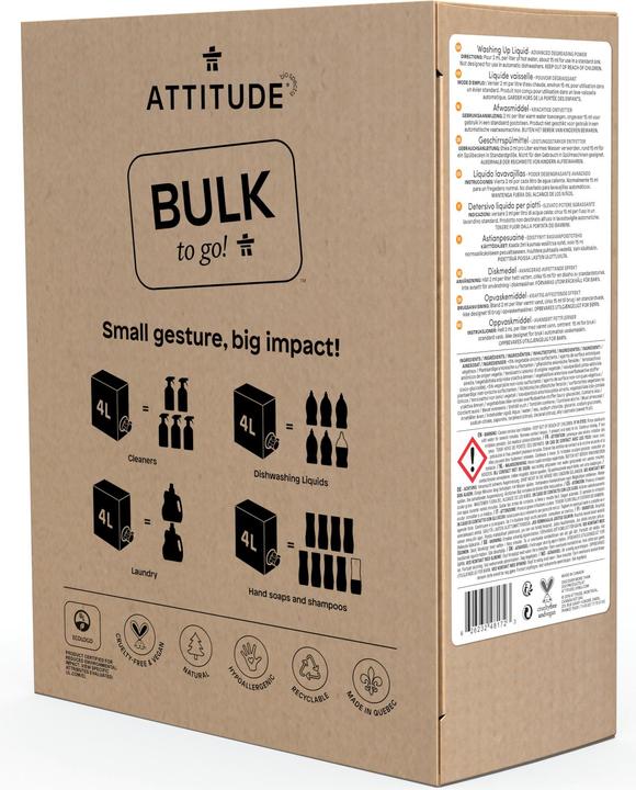 Image du produit Attitude Liquide vaisselle refill zeste d'agrumes, 4 litres (Liquide)