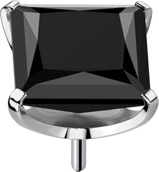 Produktbild Star Piercing Threadless silber mit quadratischem Kristall schwarz gefasst (ohne Messing, Titan G23)
