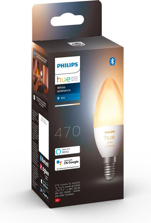 Image du produit Philips Hue White Ambiance BT (E14, 5.20 W, 470 lm, 1 x, G)