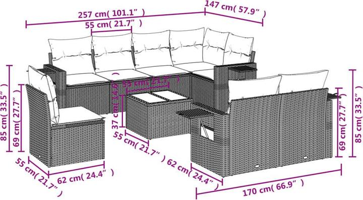 Immagine prodotto VidaXL Mobili da giardino Set di divani Set da giardino 9 pezzi Beige