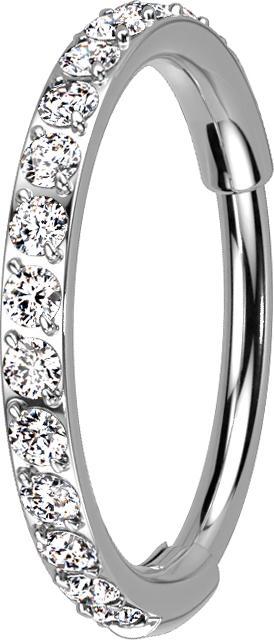 Star Piercing Micro Segmentring klappbar silber seitlich Kristalle silber (ohne Messing, Titan G23)