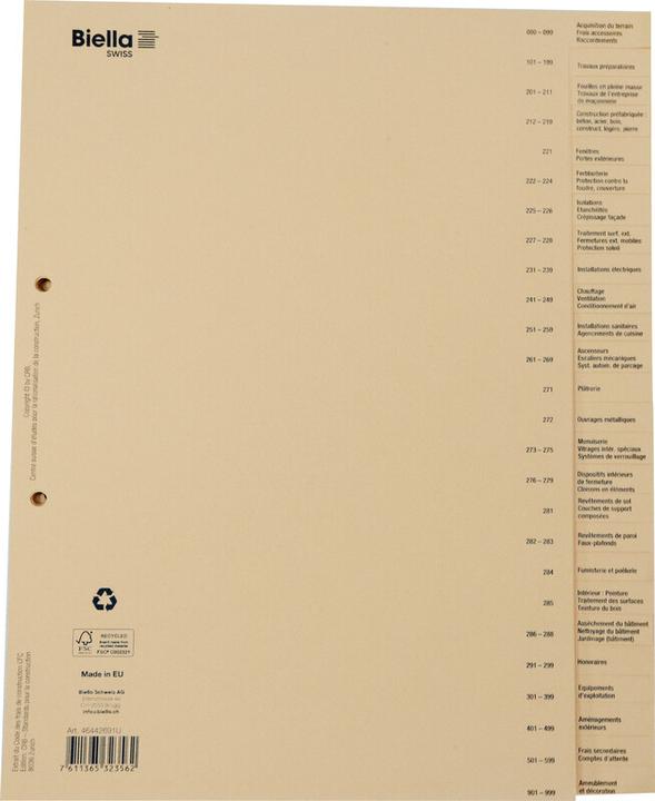 Actual product image Biella Register of Building Regulations, French