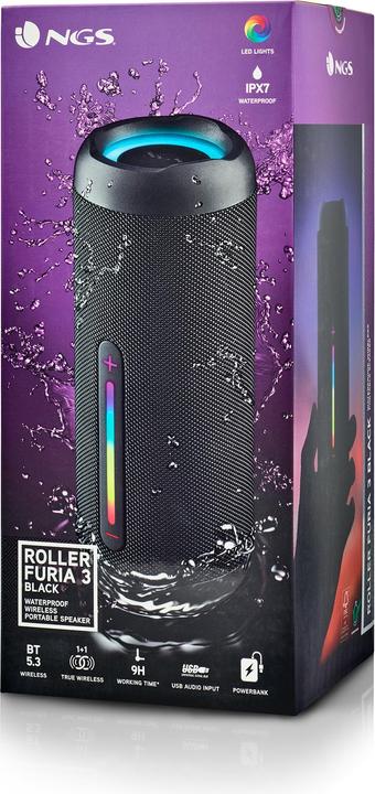 Immagine prodotto NGS Enceinte Nomade Bluetooth Roller Furia 3 (Noir) (9 h, Batteria ricaricabile)