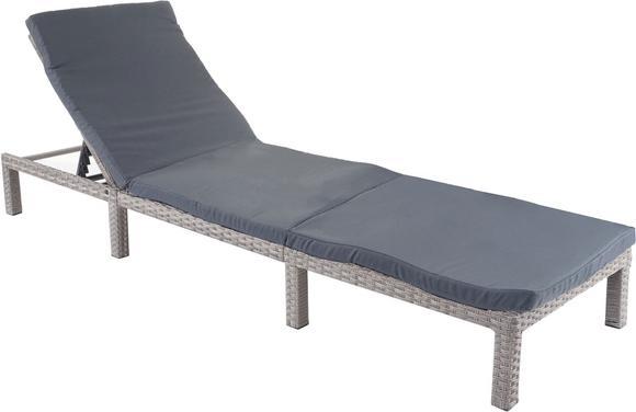 Produktbild Swisshandel24 Poly-Rattan Sonnenliege, Relaxliege Gartenliege Liege - Basic grau, Kissen dunkelgrau (198 cm)