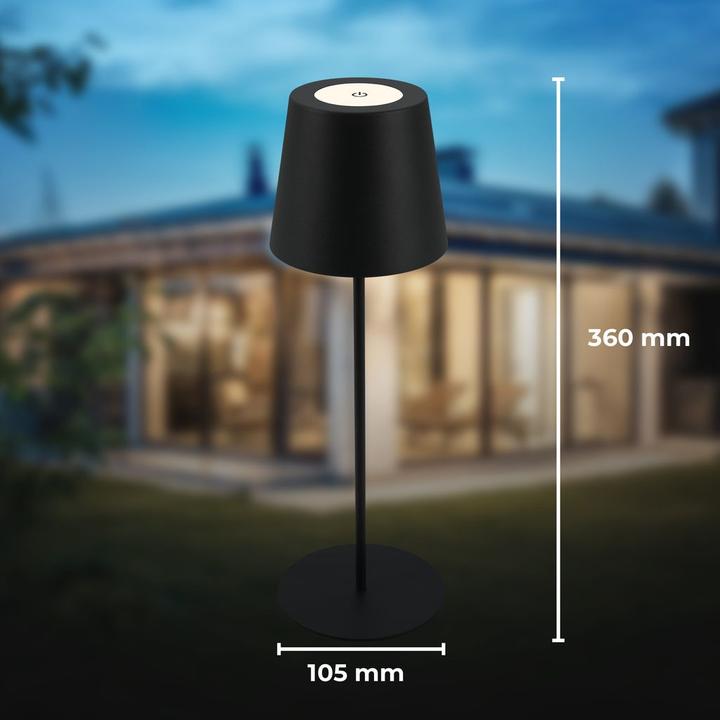 Produktbild B.K.Licht LED Akku Tischleuchte, IP44, 2,5W, schwarz