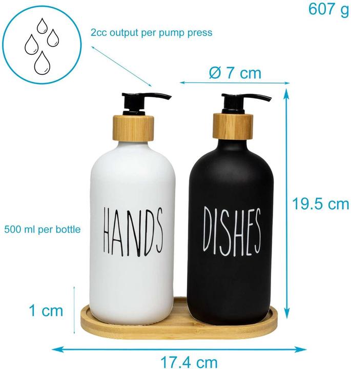 Actual product image Intirilife Soap dispenser set with bamboo tray 500 ml (3 pcs)