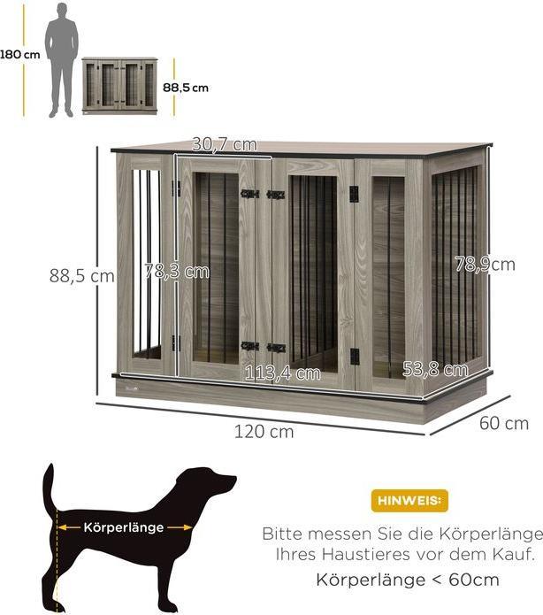 Actual product image Swisshandel24 Dog cage Pet cage with removable partition wall Dog box Pet cage Dog kennel inside Dark whale (Dog kennel)