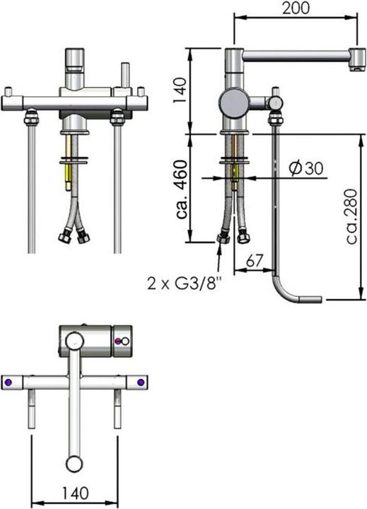 Actual product image Ich-zapfe Water tap - "Echtermann" single-lever mixer tap for 2 bowls low pressure