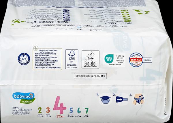 Produktbild dm babylove nature Windeln (Gr. 4, Tragepack, 34 Stück)