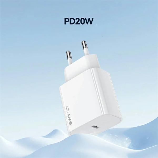 Immagine prodotto Usams Ład. siec. 1xUSB-C T65 PD20W PD Ricarica rapida US-CC226 + cavo USB-C/USB-C US-SJ711 60W biały/